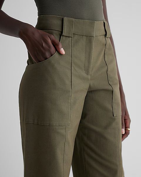 Super High Waisted Cropped Utility Trouser Pant | Express