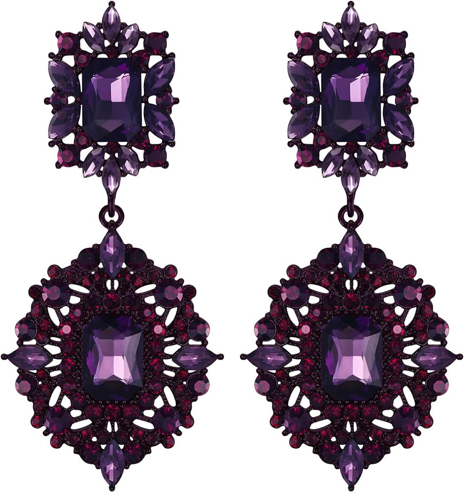 Flyonce Women's Rhinestone Crystal Wedding Art Deco Vintage Style Gatsby Chandelier Dangle Earrin... | Amazon (US)