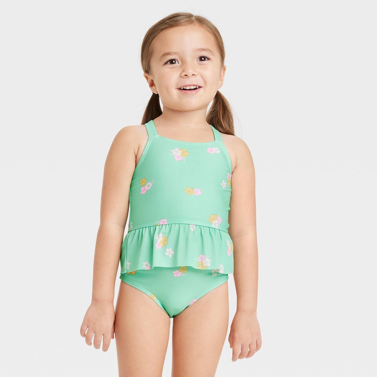 Toddler Girls' 2pc Floral Tankini Set - Cat & Jack™ Green | Target