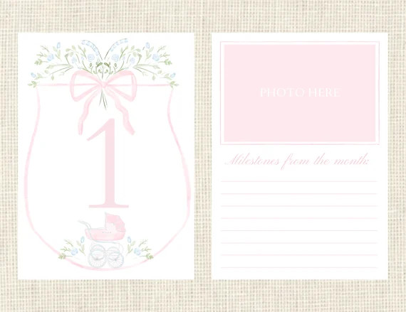 Watercolor Baby Milestone Cards Two Sided / Floral Crest / | Etsy | Etsy (US)