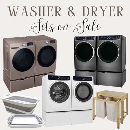 Laundry room essentials SALE 🚨

Washer and dryer set combination on sale, washer machine, clothes dryer, washer and dryer stand, rose gold, collapsible laundry basket, roll out pull out laundry baskets, rolling basket, home sale, home, Wayfair home sale 

#LTKHome