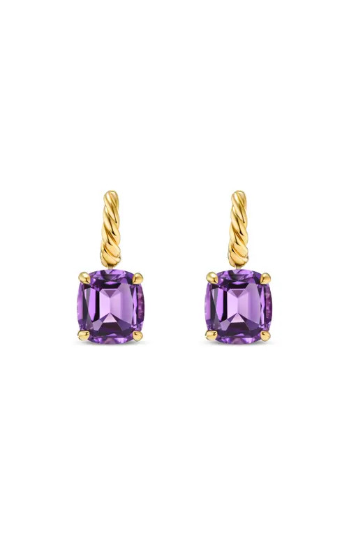David Yurman Marbella Stone Drop Huggie Hoop Earrings in 18K Yellow Gold/Amethyst at Nordstrom | Nordstrom