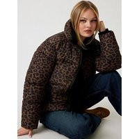 Guess Martina Print Leopard Crop Paded - Brown | Very (UK)