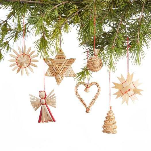 Straw Winter Shapes Boxed Ornaments 36 Pack by World Market | World Market