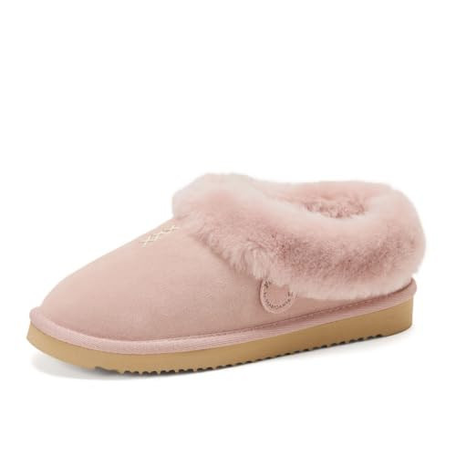 Fireside By Dearfoams Women's Adelaide Slippers, Genuine Shearling Suede Scuff, Memory Foam Slip-in House Shoes | Amazon (US)