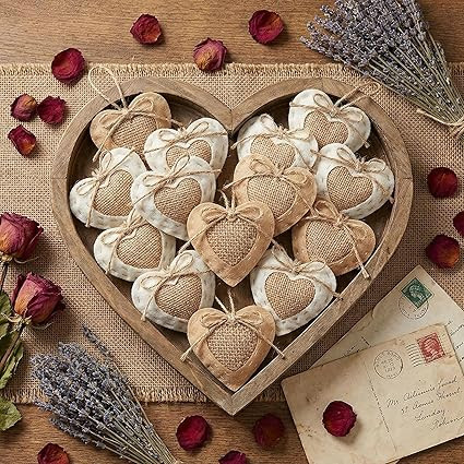 24 Pcs Neutral Valentine's Day Ornaments Felt Heart Ornament Boho Stuffed Heart Bowl Vase Fillers... | Amazon (US)