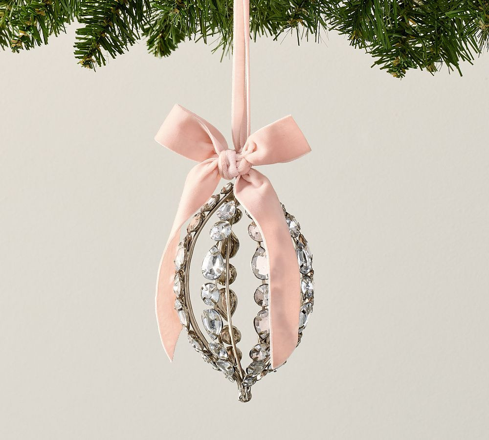 LoveShackFancy Crystal Bow Oval Ornament | Pottery Barn (US)