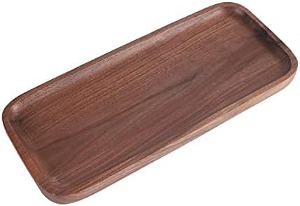 Royalling Walnut Wooden Tray Solid Wood Serving Tray Bathroom Tray Rectangle Small Platter Tea Tray  | Amazon (US)