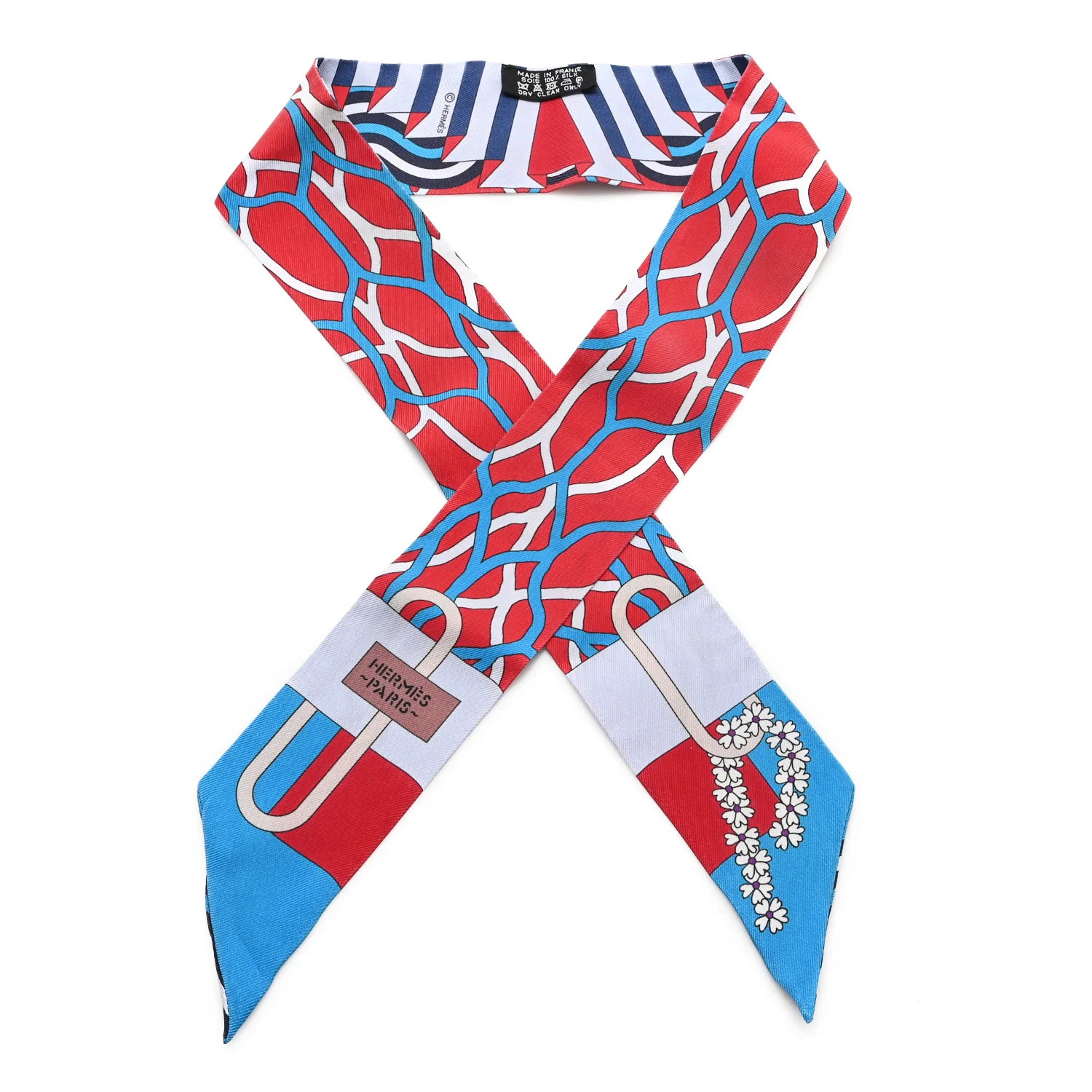 Silk Ballet Aquatique Twilly Bleu Azur Rouge Ciel | FASHIONPHILE (US)