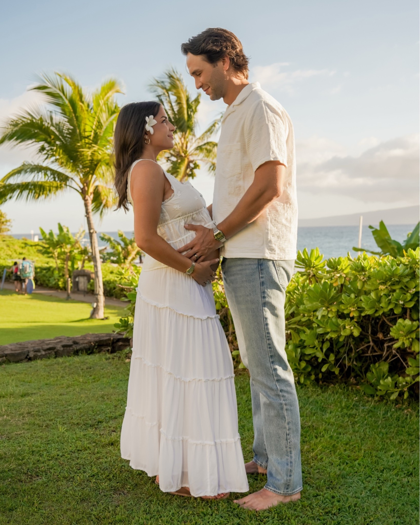 Maternity pictures on the beach in Hawaii 🤍 

beach photoshoot, couple photos, baby moon, maternity, white outfit, beach outfit idea, travel style, bump friendly outfit

#LTKTravel #LTKBump #LTKSeasonal