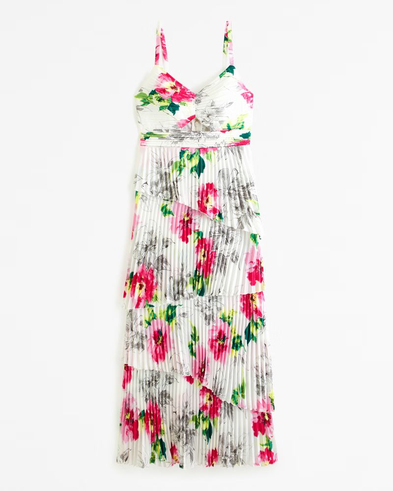 The A&F Giselle Pleated Tiered Maxi Dress | Abercrombie & Fitch (US)