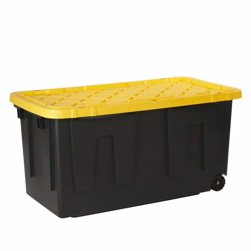 70 Gal. Tough Storage Bin in Black with Wheels | The Home Depot