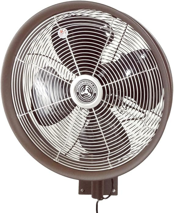 HydroMist Oscillating Wall Mounted Outdoor-Rated Fan, 3-Speed Control on Fan Motor, Hard Resin Bl... | Amazon (US)