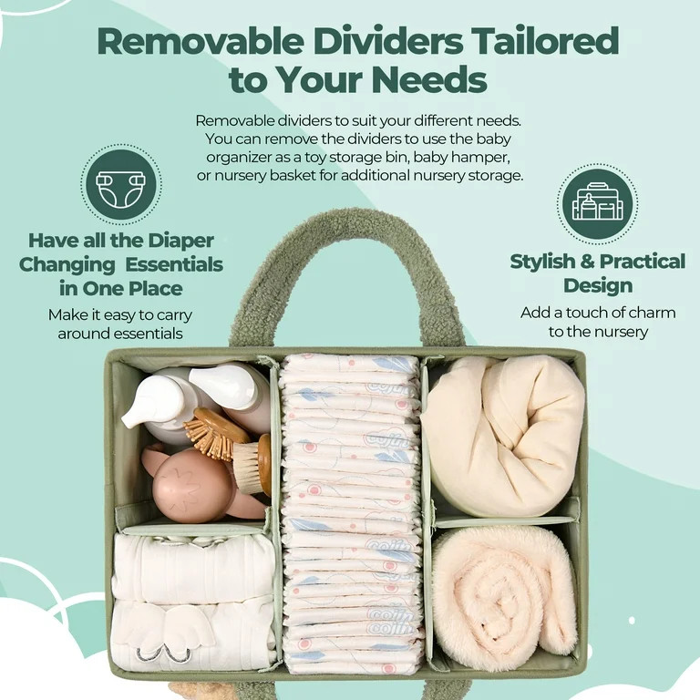 Baby Diaper Caddy Organizer for Changing Table, Portable Nursery Storage Basket Dresser Top | Walmart (US)