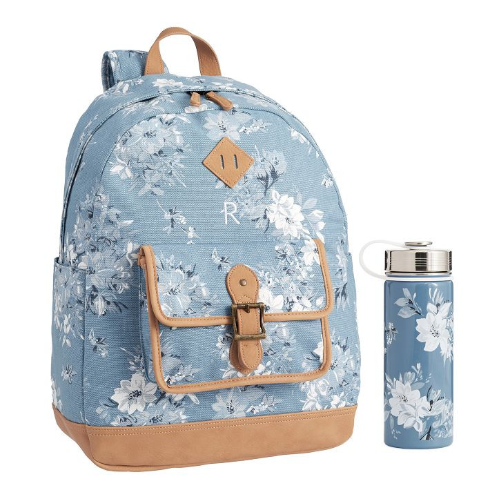 Northfield Camilla Floral Light Blue Backpack &amp; Slim Water Bottle Bundle | Pottery Barn Teen