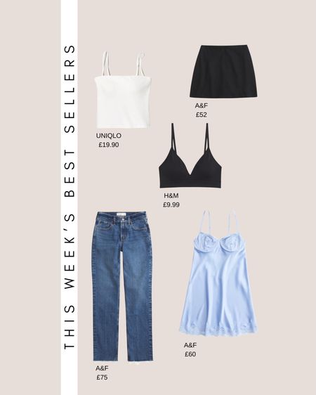 This weeks best sellers 🤍
High street essentials, basics, H&M, Abercrombie & fitch, curve love jeans, blue denim, Uniglo tube top, mini skort, seamless padded bra

#LTKstyletip #LTKsummer #LTKuk