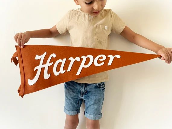 Harper Pennant - Custom Name Felt Pennant Flag - Personalized Wool Felt Flag - Vintage Style Felt... | Etsy (US)