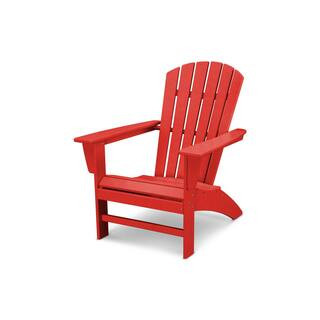 POLYWOOD Grant Park Traditional Curveback Sunset Red Plastic Outdoor Patio Adirondack Chair AD440... | The Home Depot