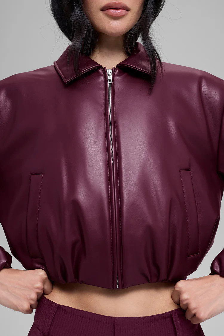 Faux Leather Cropped Premier Bomber | Alo Yoga (US)