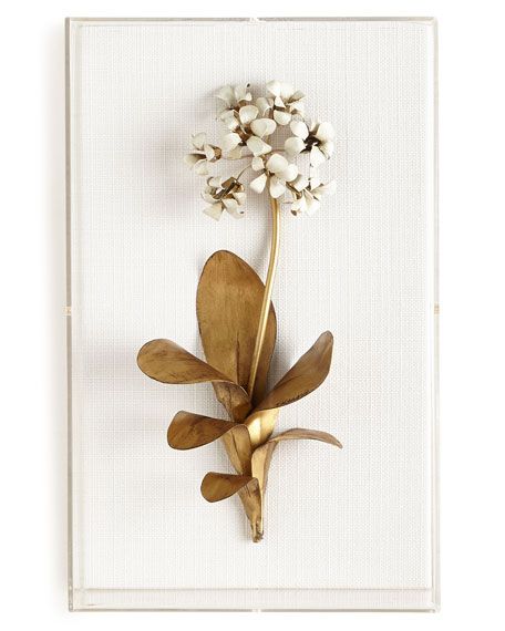 Original Gilded Primula Study on Linen | Horchow