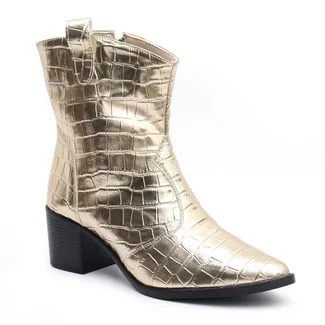 Bota Texana Western Feminina Cano Curto Textura Croco | Dafiti (BR)