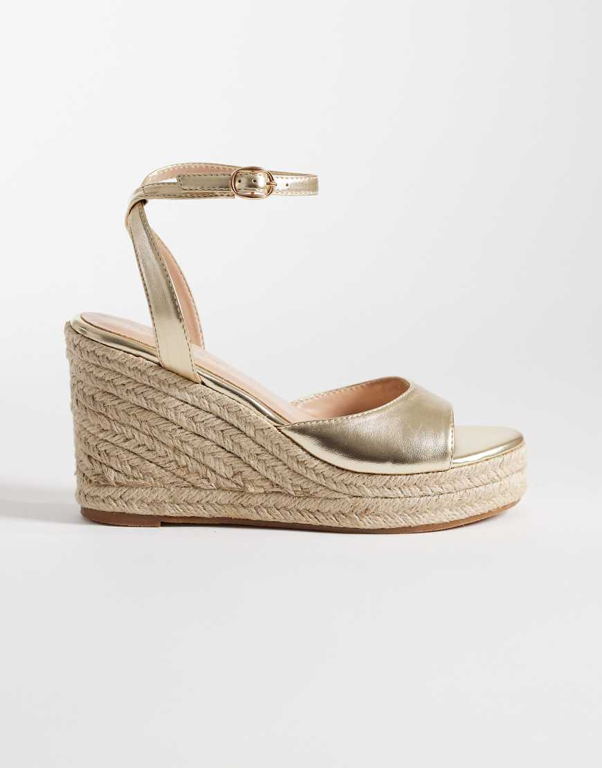 SEQWL espadrille wedges in gold | ASOS (Global)