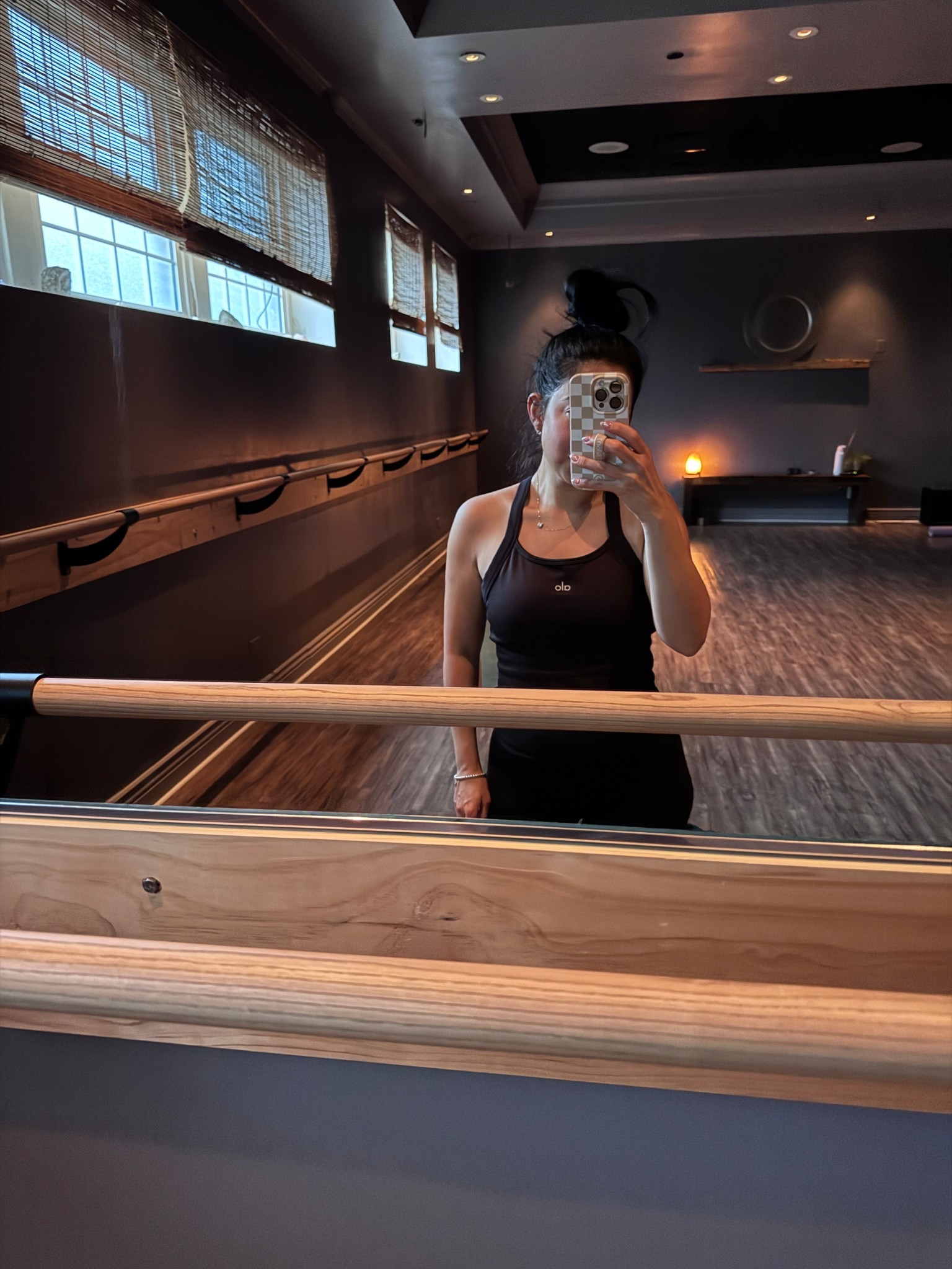 Alo Seamless Ribbed Favorite Bra Tank. Size Medium (runs on the tighter side… size up 1 if in between sizes. I’m normally a size small in shirts & 34B). 
Volare leggings are my go to barre leggings. 
Also linked my other fav leggings (align- size 4). 
I wore this target zip up jacket (linked). It looks just like a lululemon jacket I have but I actually like it way better (and more affordable)! Size small TTS. 

#LTKActive #LTKPetite #LTKselfcare