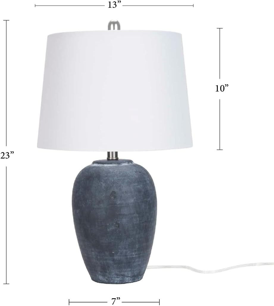 Nourison 23" Black Vintage Distressed Ceramic Pot Table Lamp for Bedroom, Living Room, End Table,... | Amazon (US)