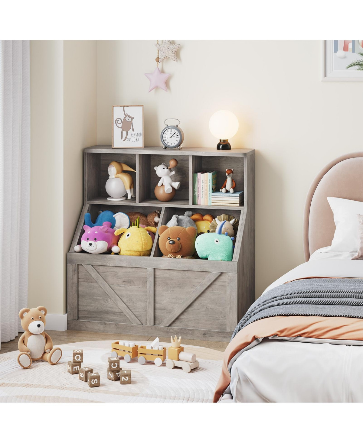 Kids Toy Storage Organizer, Kids Bookshelf and Toy Storage, Toddlers Bookshelf Toy Organizer for Kids Rooms Playroom Bedroom Nursery Daycare - Grey | Macy's