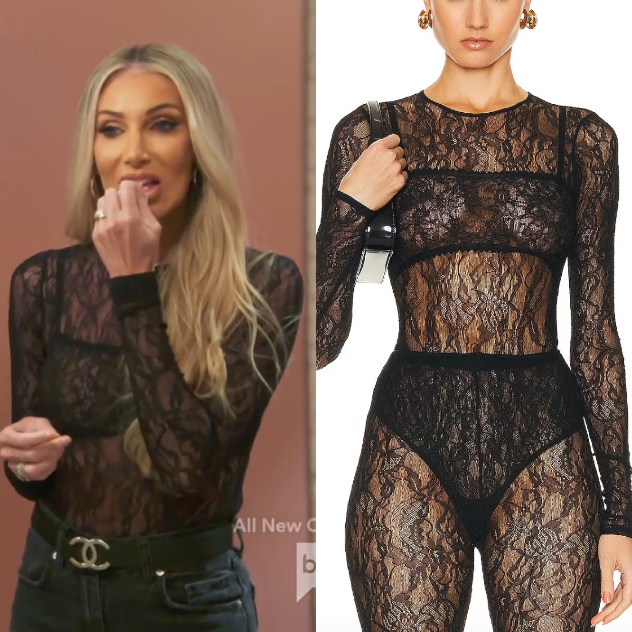 Heather Altman’s Black Sheer Lace Bodysuit 