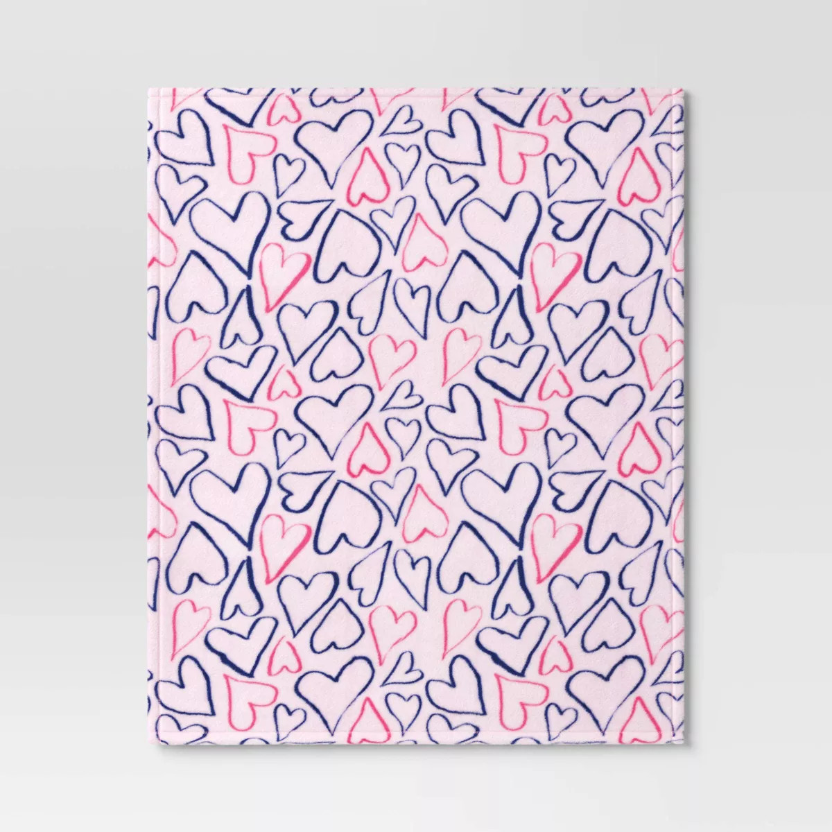 Recycled Poly Printed Outlined Hearts Plush Throw Pink/Blue - Room Essentials™ | Target