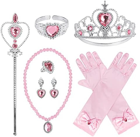 Princess Dress Up Party Accessories for Princess Costume Gloves Tiara Wand Necklace Earrings Brac... | Amazon (US)
