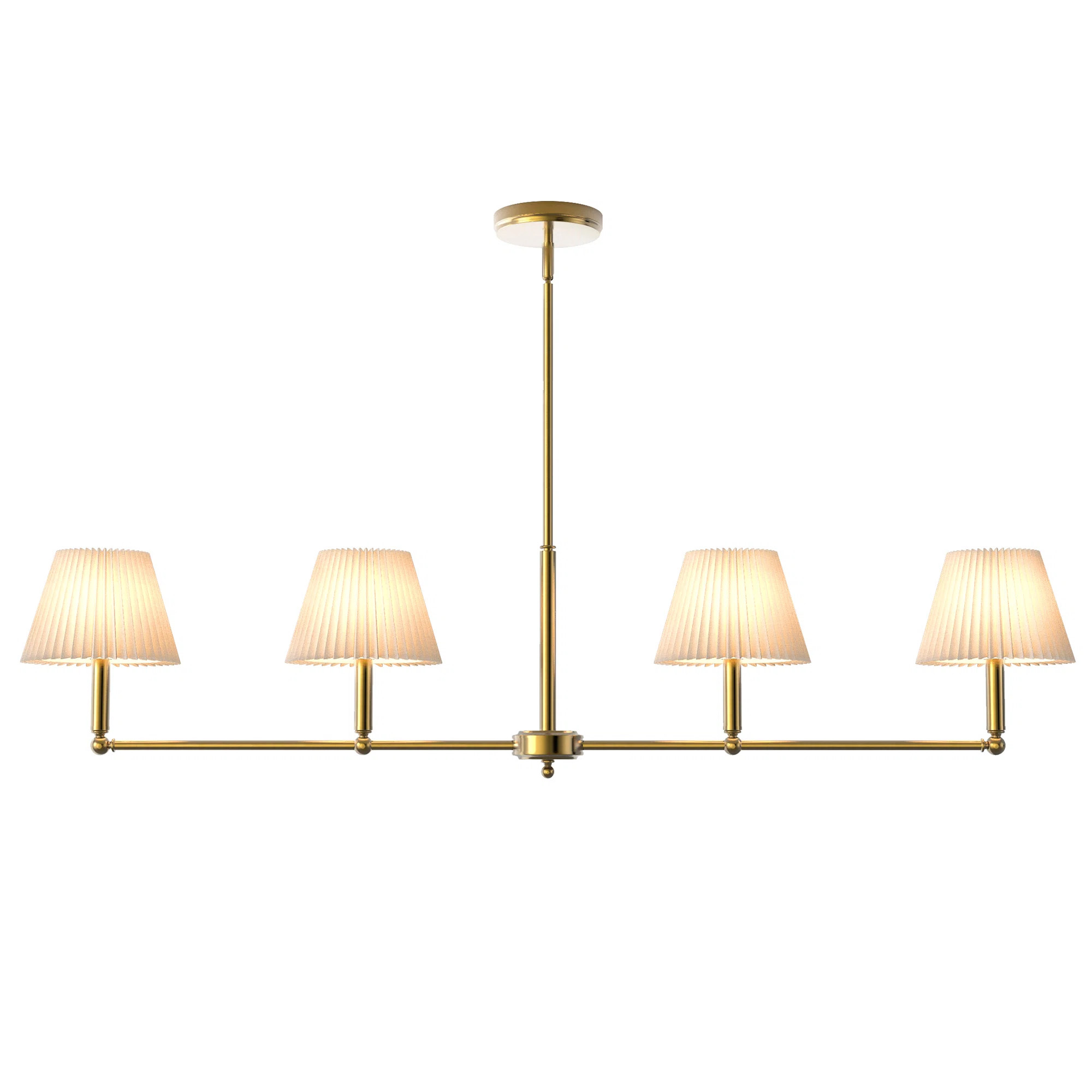 Costa 4-light 48" Adjustable Sloped Brass Pendant - Mid-century Modern Linear Iron Frame with Whi... | Wayfair North America