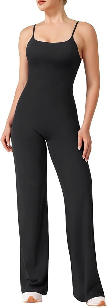 YEOREO VitaWeave Jumpsuits for Women Wide Leg Sleeveless Adjustable Strap Romper Square Neck Yoga... | Amazon (US)