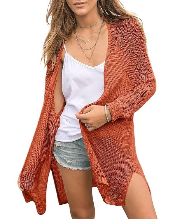 Misassy Womens Open Front Knit Sheer Cardigans Summer Boho Lightweight Long Sleeve Kimono Long Sw... | Amazon (US)