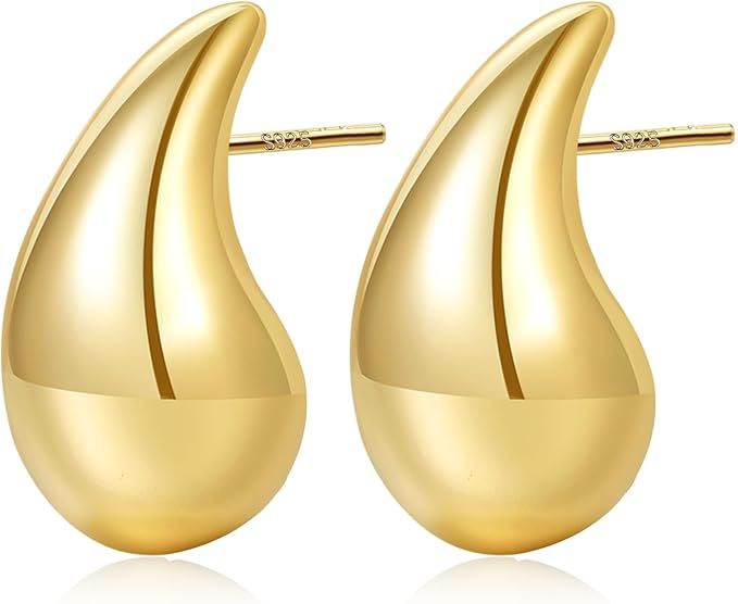 Senteria Chunky Silver Hoop Earrings Hypoallergenic Sterling Silver Hoop Earrings for Women Light... | Amazon (UK)