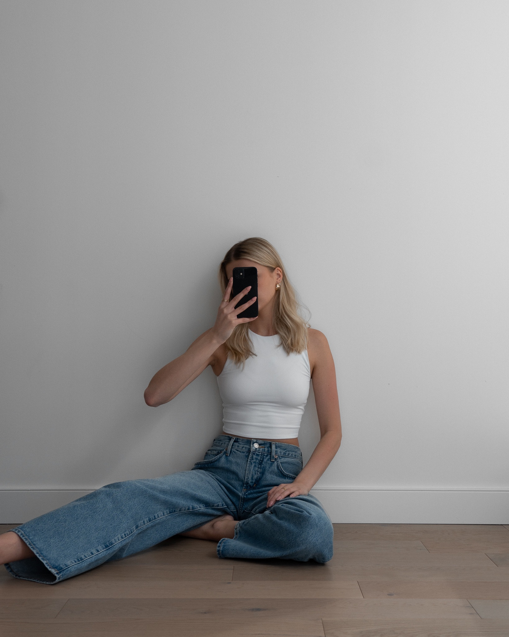White on denim.