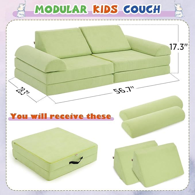 jela Kids Couch, Floor Sofa Modular Funiture for Kids, Luxury Corduroy Fabric Playhouse Play Set ... | Amazon (US)