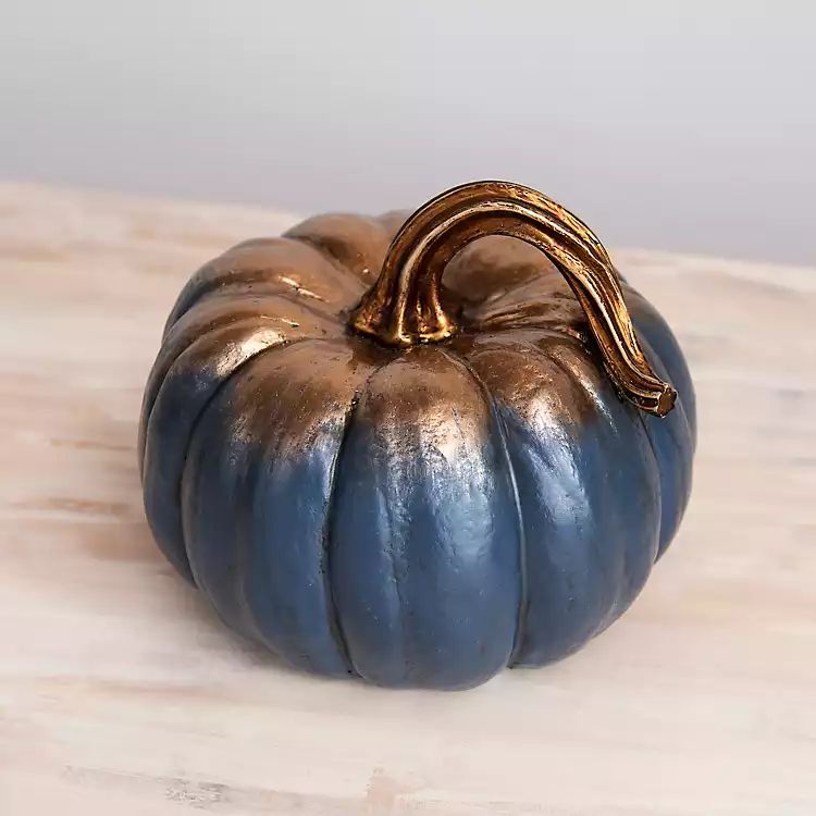Blue and Gold Resin Pumpkin | Kirkland's Home