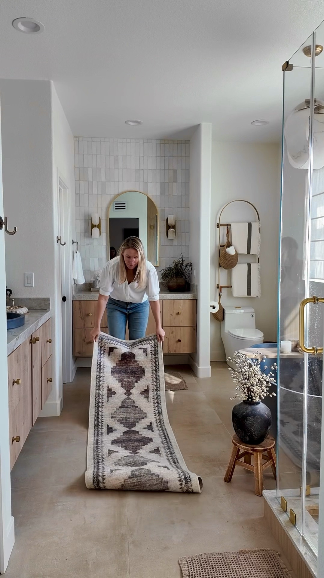 Replaced our bath mats with this gorgeous runner. Soft and skid proof. 

#LTKHome #LTKFindsUnder50 #LTKStyleTip