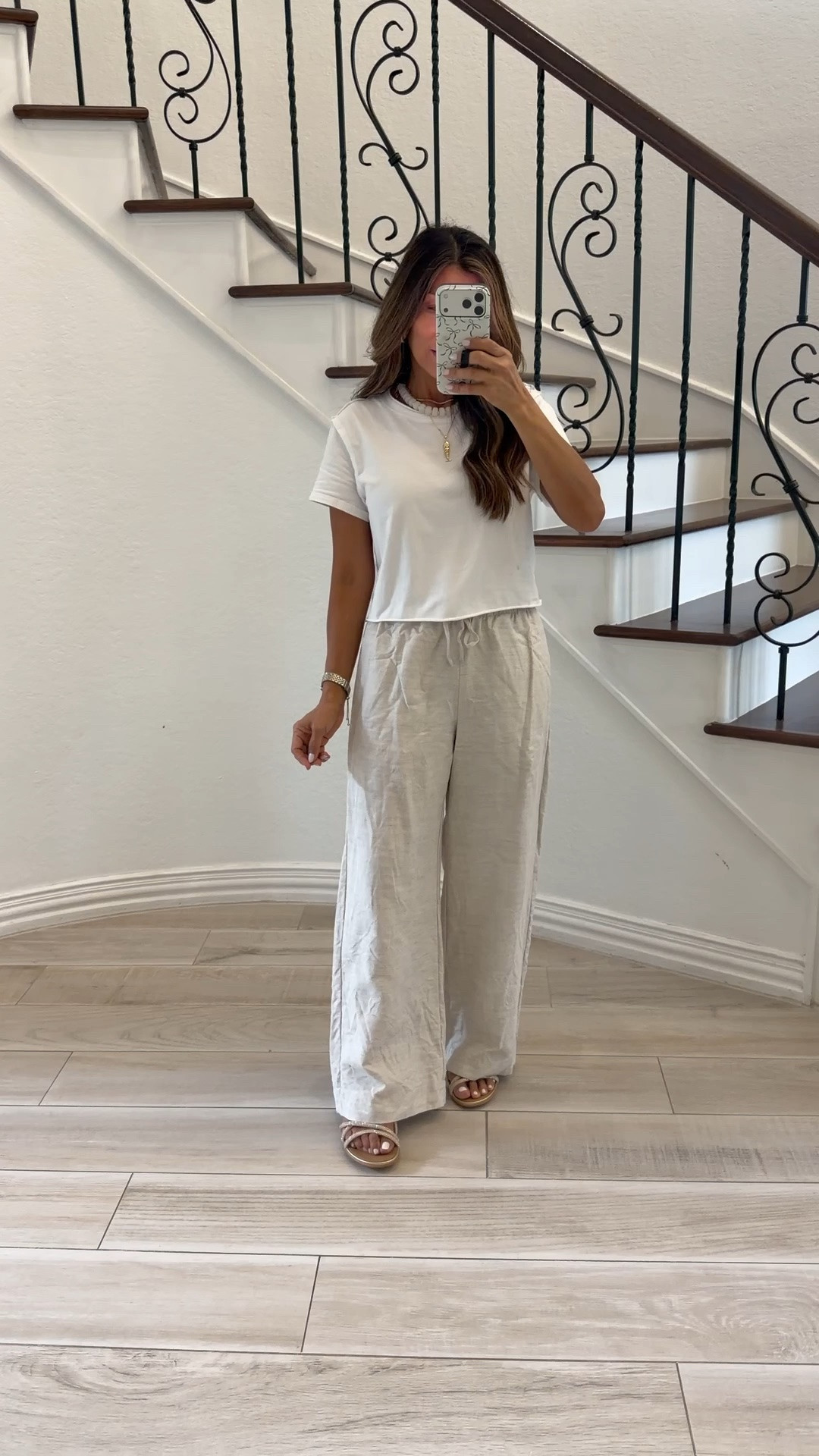 I’m 5’2” 118#ish for reference 
Pants in size small short length 
Sandals -these are the ones I’m packing for Europe. Whole sizes only. If half size size down.

#LTKPetite #LTKOver40