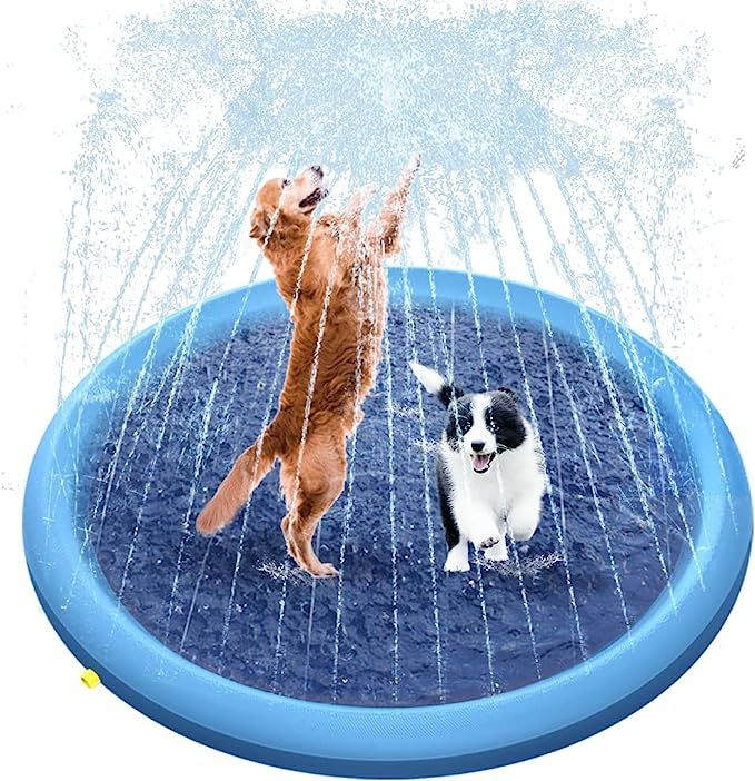 Raxurt Dog Pool, 59in/67in Anti-Slip Splash Sprinkler Pad for Dogs 0.55mm Thickened Durable Upgra... | Amazon (US)