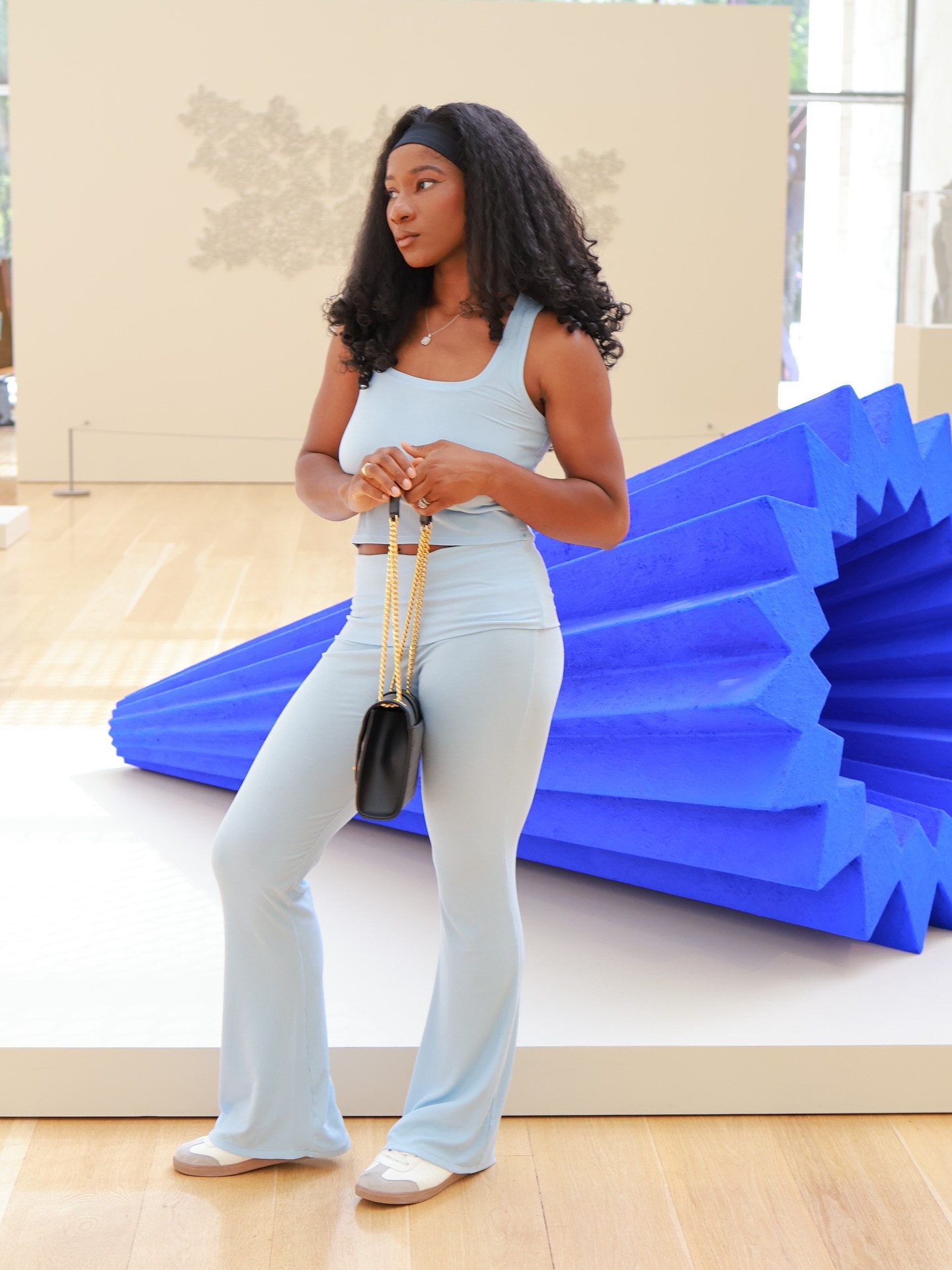 🩵soft ribbed tank top + foldover pants in dewy blue
#loungewear #dallascontentcreator

Sneakers are from Just Fab (I am unable to link)