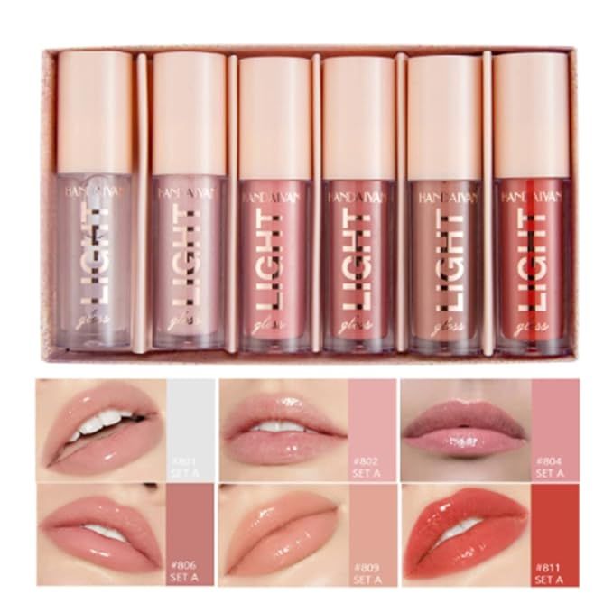 MAEPEOR Shiny Lipgloss Set 6PCS Smooth Moisturizing Lip Gloss Neutral Nude Nourishing Glossy Lipg... | Amazon (US)