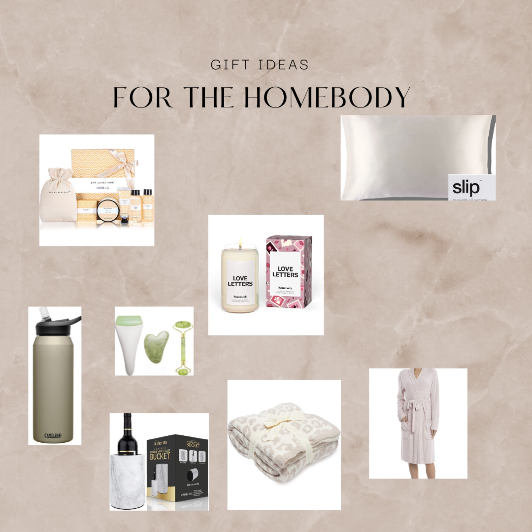 gift ideas for the home-body girly💌 homesick candle, barefoot dreams, skin care, spa gift set, slip pillow case, silk pillow case 