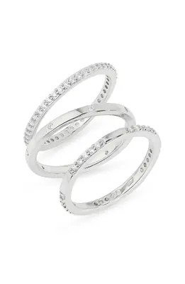 NORDSTROM RACK Set of 3 Cubic Zirconia Inset Stacking Band Rings in Clear- Silver at Nordstrom Rack, Size 6 | Nordstrom Rack