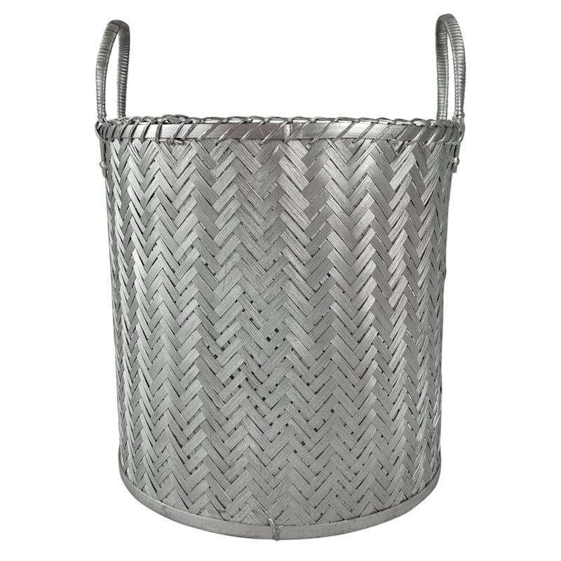 Round Bamboo Silver Basket Size S | At Home