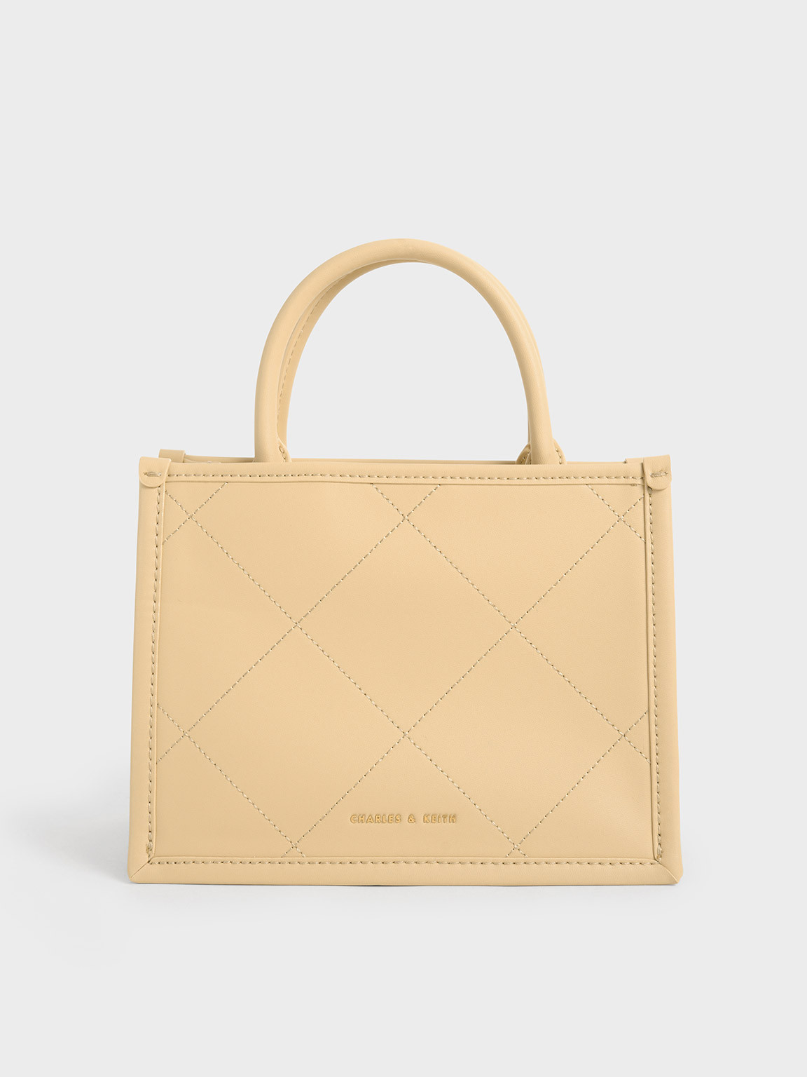Beige Celia Quilted Double Handle Tote Bag | CHARLES & KEITH | Charles & Keith US