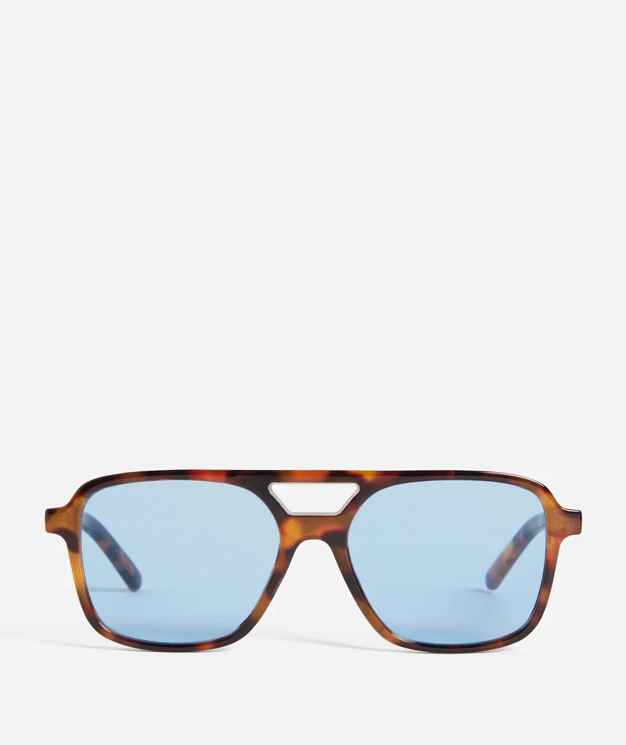 KIRA BLUE LENS AVIATOR SUNGLASSES - TORT | Sportsgirl