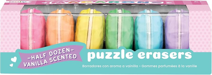 OOLY Macarons Vanilla-Scented Erasers for Pencils - Set of 6 Colorful Macaron Scented Mix and Mat... | Amazon (US)